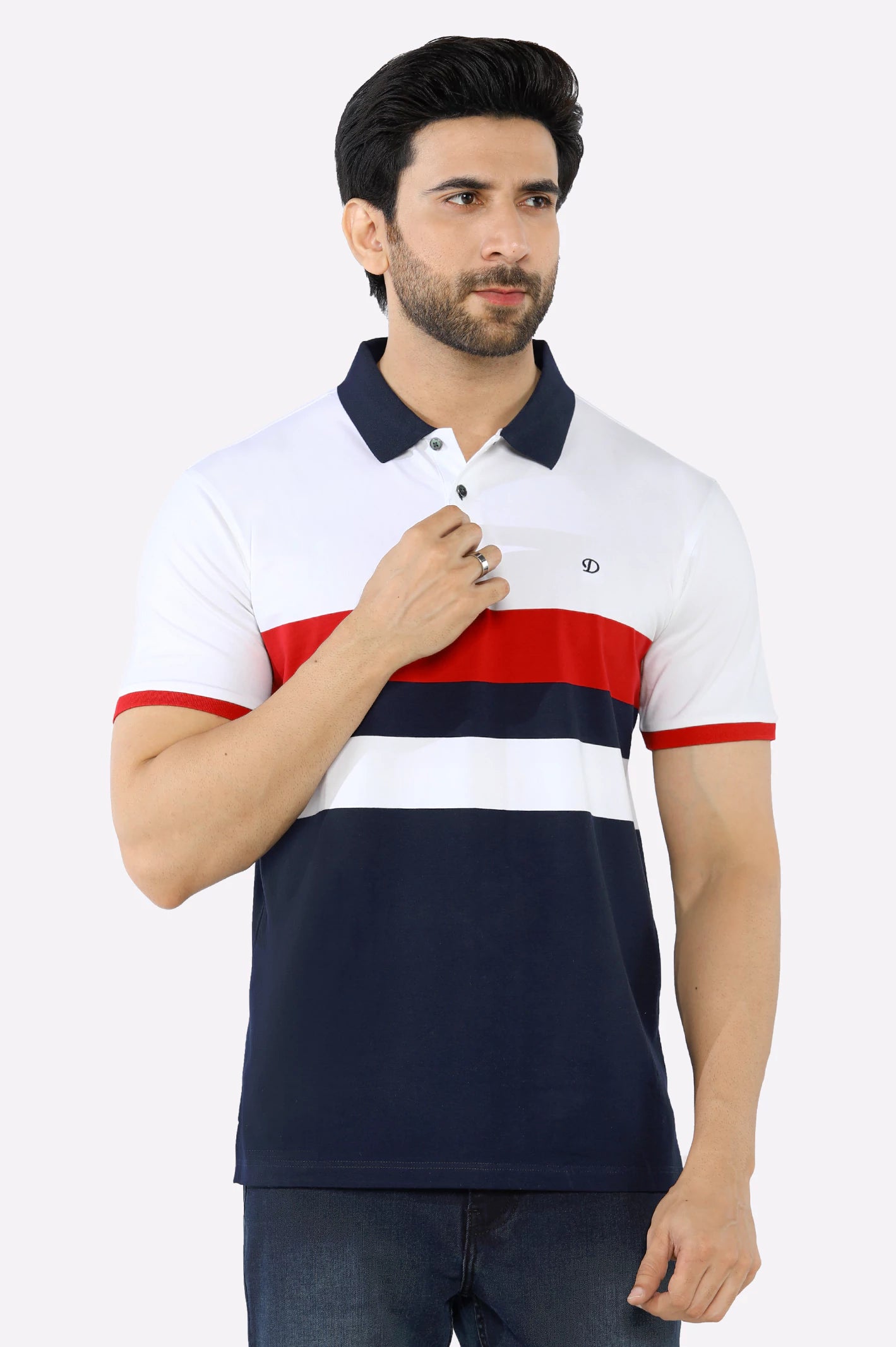 Men's Shirts for HikingWhite Yarn Dyed Polo