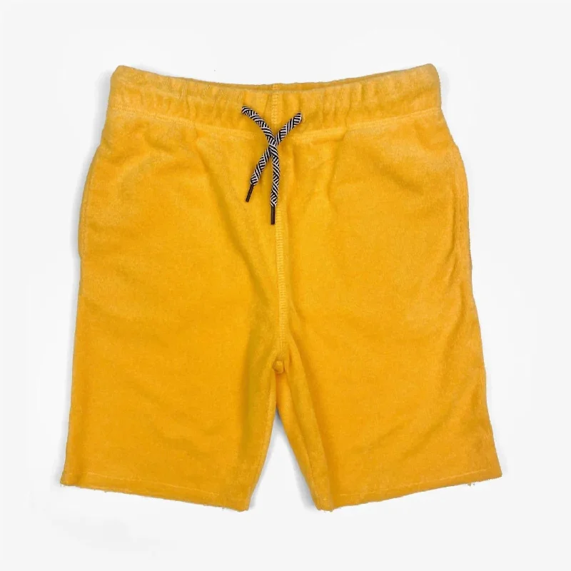 Lightweight Men's Breathable ShortsTerry Camp Shorts In Yellow