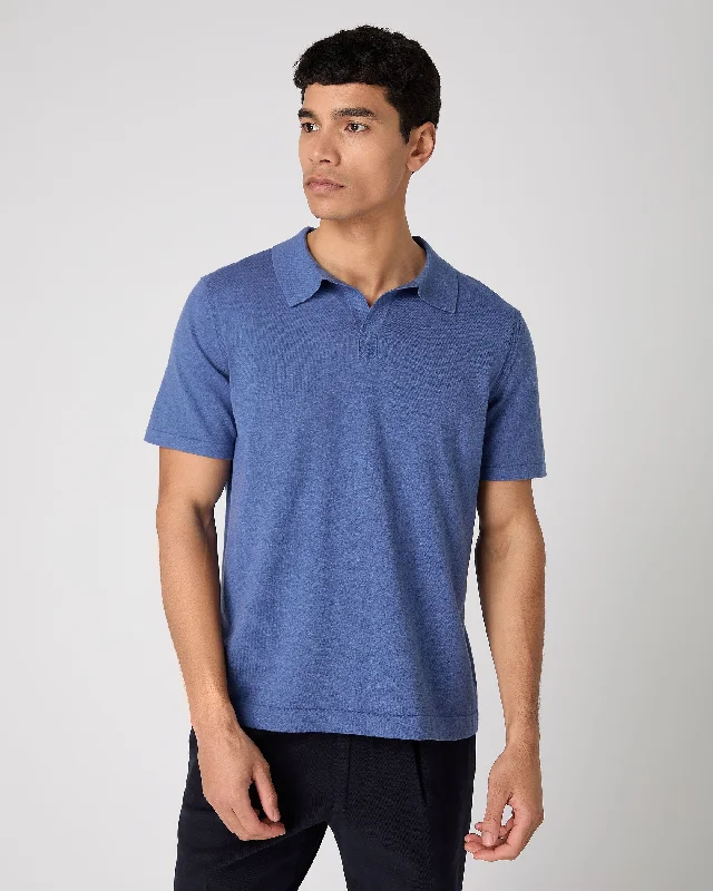 Men's Flowy Shirts for a Relaxed LookMen's Polo Cotton Cashmere T-Shirt Denim Blue
