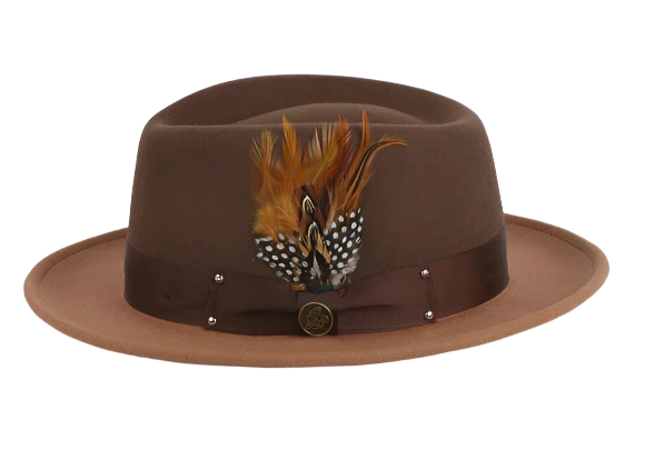 Affordable Baseball HatsBrown Men's Fedora Felt Wool Hat Style No-THE BROADWAY