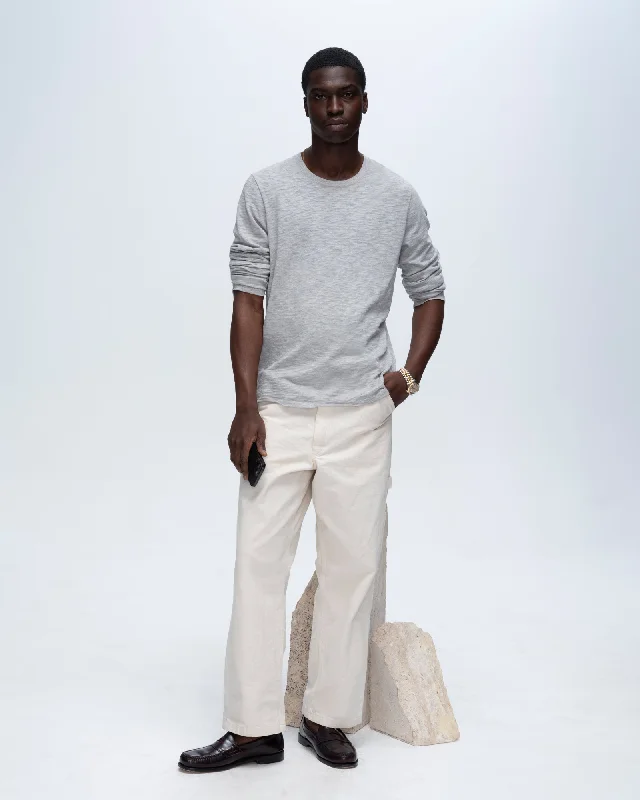 Men's Casual Shirts for Everyday WearSlub Jersey Long Sleeve Destroyed Wash Tee - Heather Grey
