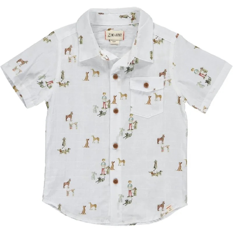 Men's Bold-Color Shirts for a Statement PieceBoys Henry Button Down Shirt In White
