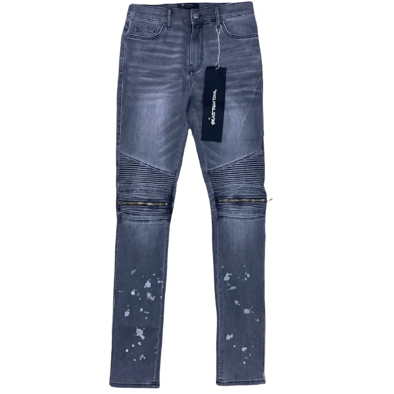 Mid-Waisted Men's JeansMen's Moto Jeans In Grey