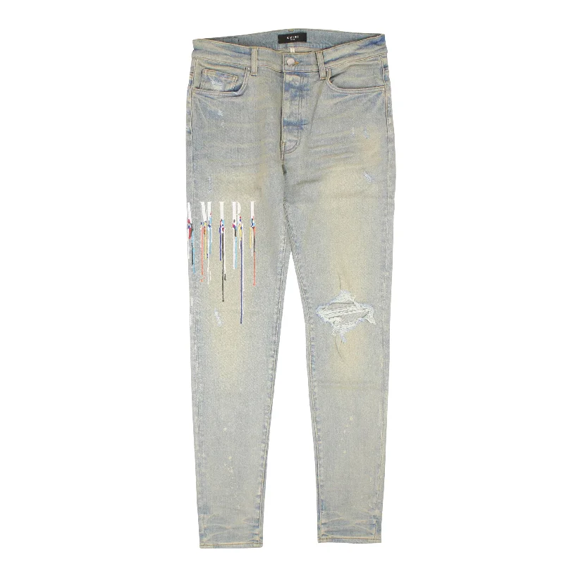 Men's Straight-Leg Jeans in Dark WashAmiri Paint Drip Logo Jean - Clay