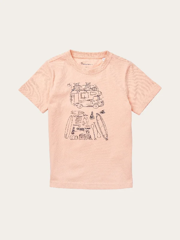 Elegant Men's Dress ShirtsRoad trip printed t-shirt - Coral Pink