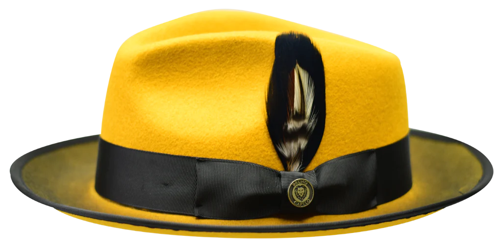 Rainproof Bucket HatsGold-Black Men's Wool Hat Fashion Design Felt Fedora New Yorker Collection