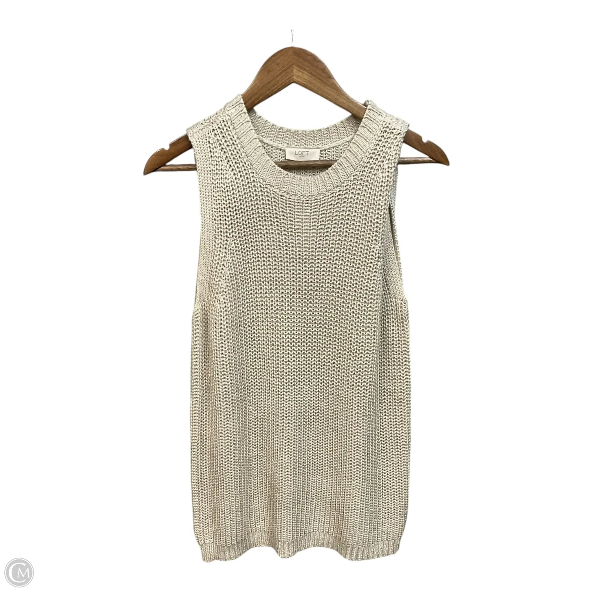 Men's Coats with Reflective StripesVest Sweater By Loft In Cream, Size: L