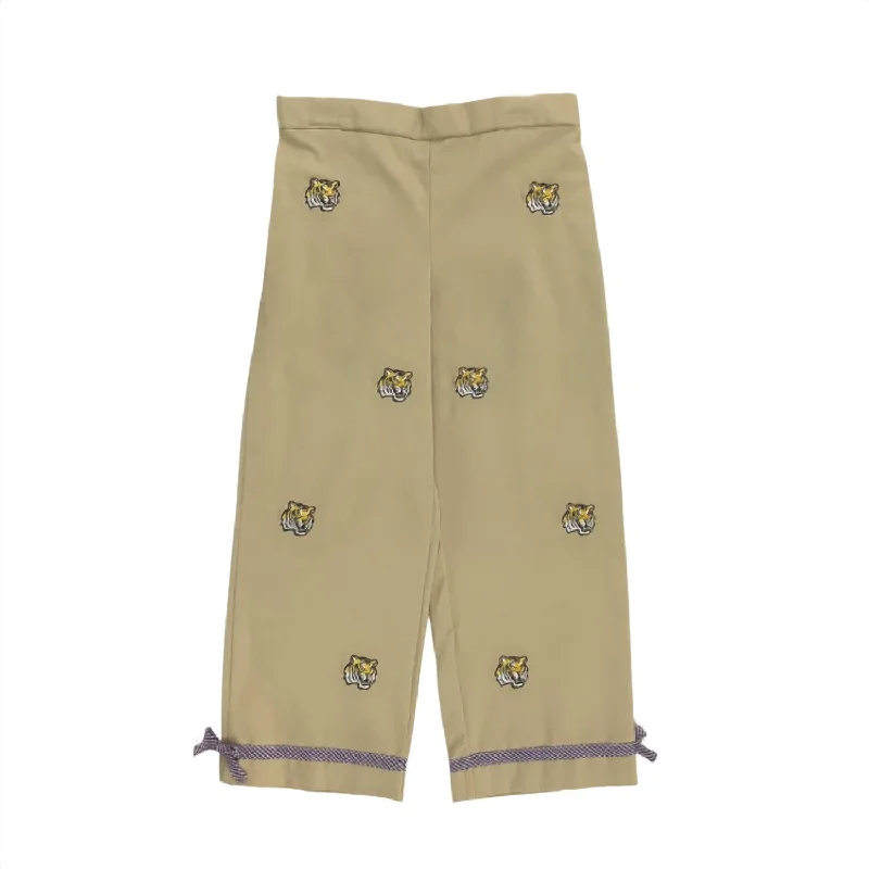 Robust and Sturdy Men's Denim ShortsGirls' Lsu Collegiate Hand Embroidered Pants In Beige Robust and Sturdy Men's Denim ShortsGirls' Lsu Collegiate Hand Embroidered Pants In Beige