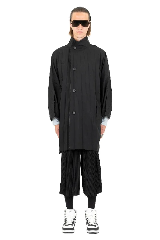 Stylish Men's Biker JacketsHomme Plissé Edge Coat in Black