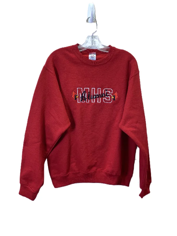 Men's Hoodies with Relaxed FitsSweatshirt Crewneck By Jerzees In Red, Size: M