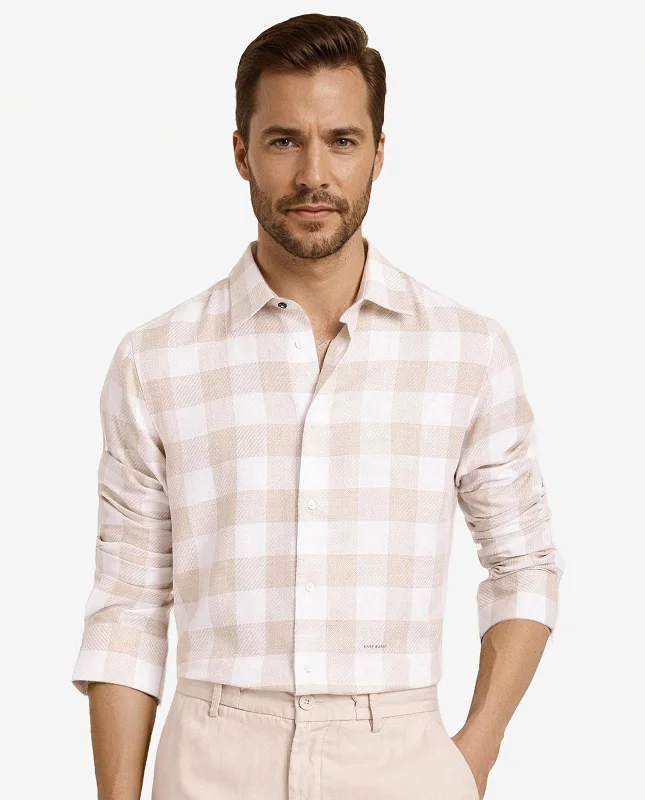 Men's Custom-Fit Shirts for a Personalized LookRare Rabbit Men Denmark Light Olive Cotton Lyocell Fabric Full Sleeve Regular Collar Button Closure Checks Shirt