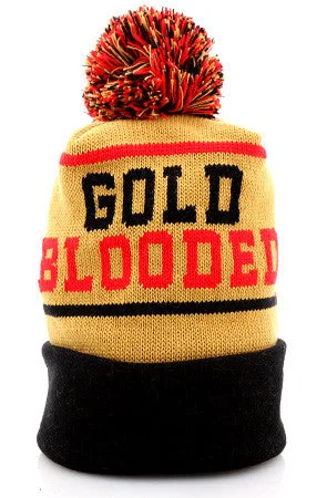 Wide-Brimmed Beach HatsGold Blooded (Gold/Red Beanie)