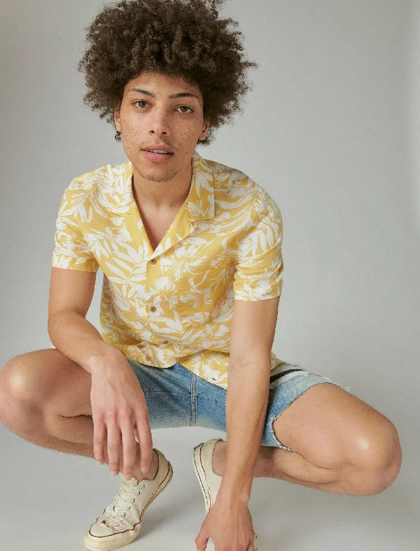 Men's Designer Shirts for a Statement PieceLucky Brand Men's Linen Print Camp Collar Short Sleeve Shirt Men's Designer Shirts for a Statement PieceLucky Brand Men's Linen Print Camp Collar Short Sleeve Shirt