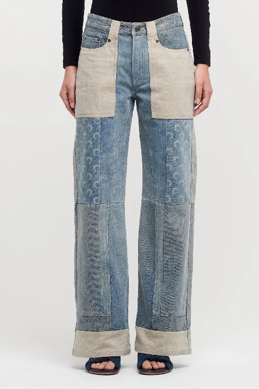 Functional Men's Ski JacketsMarine Serre Regenerated Denim Wide Leg Pants