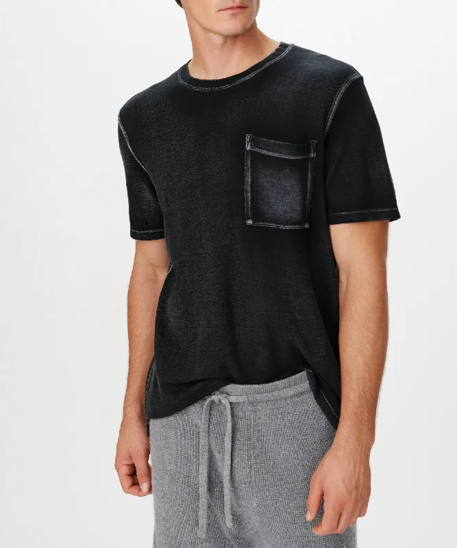 Men's Shirts with Hook-and-Loop ClosuresPique with Wash Short Sleeve Tee - Black
