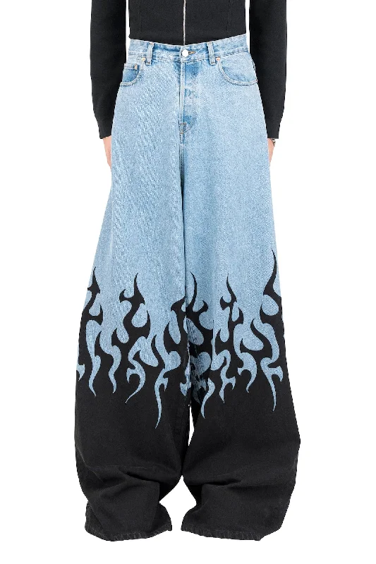 Men's Coats for Every OccasionVetements Flame Print Baggy Jeans in Light Blue