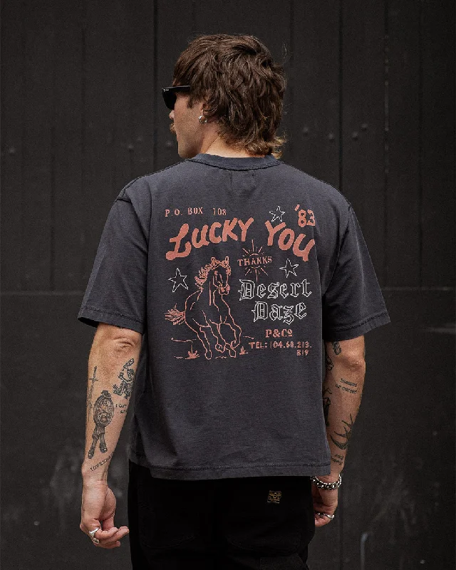 Men's Shirts with Surplice HemlinesDesert Daze Boxy T-Shirt - Heavy Washed Black