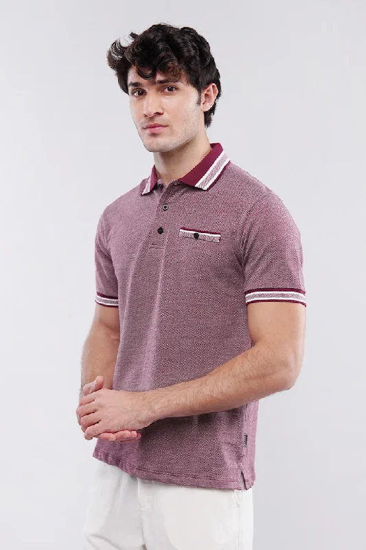 Men's Shirts with Embroidered DesignsHerringbone Polo Shirt - Maroon