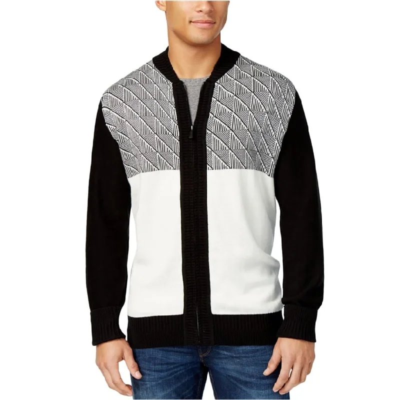 Men's Sweaters with ButtonsSean John Mens Jacquard Zip-Up Cardigan Sweater, Black, Small Men's Sweaters with ButtonsSean John Mens Jacquard Zip-Up Cardigan Sweater, Black, Small