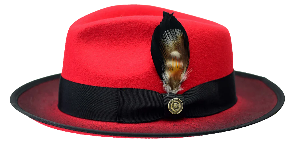 Youth Baseball HatsRed-Black Wool Hat Felt Fedora New Yorker Collection Bruno Capelo Youth Baseball HatsRed-Black Wool Hat Felt Fedora New Yorker Collection Bruno Capelo