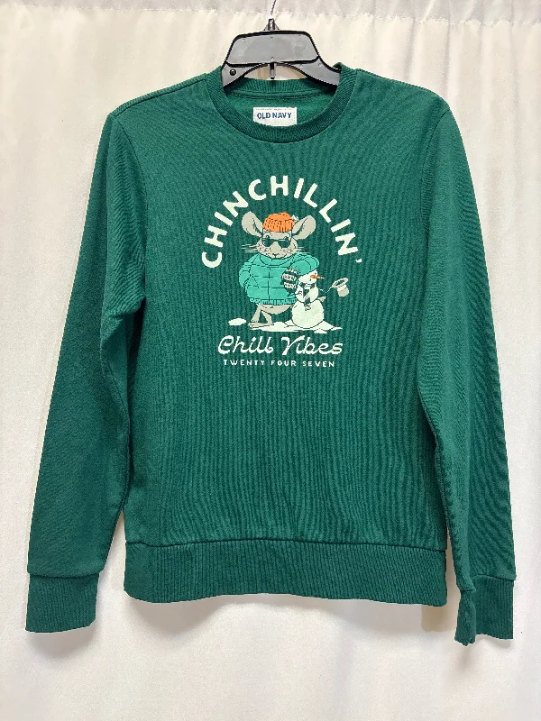Cool Men's Graphic HoodiesSweatshirt Crewneck By Old Navy In Green, Size: S