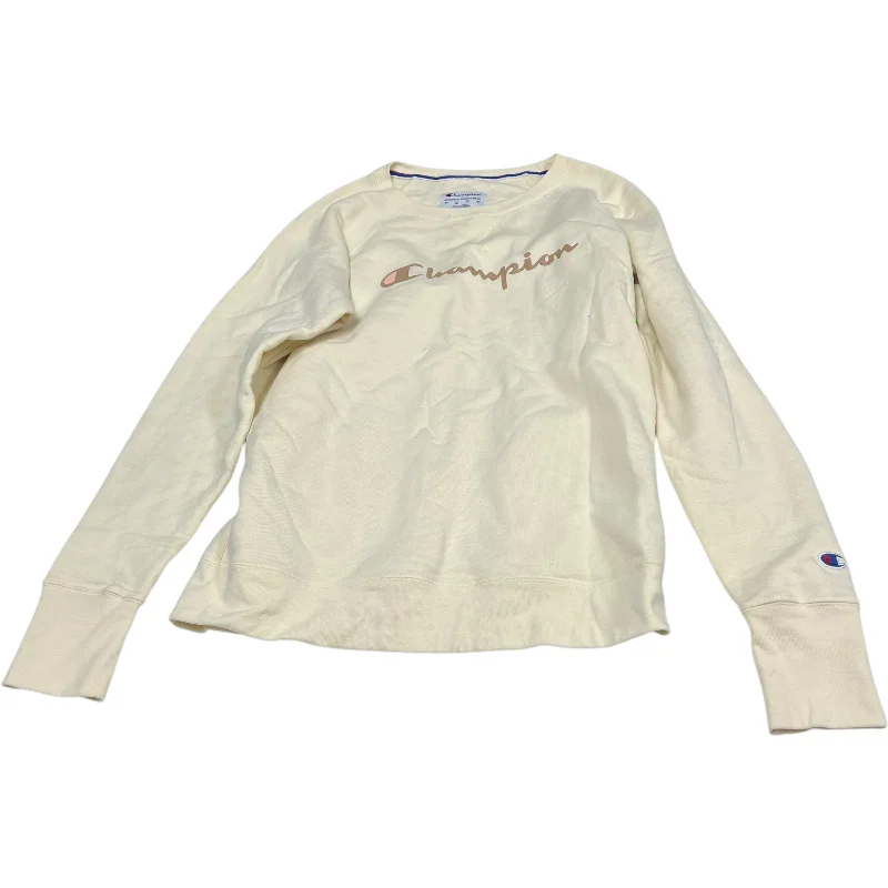 Men's Hoodies with Faux Fur TrimSweatshirt Crewneck By Champion In Cream, Size: M
