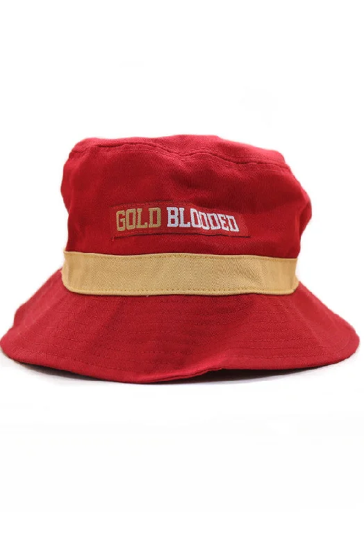 Men's Fedora HatsGold Blooded (Red Bucket Hat)