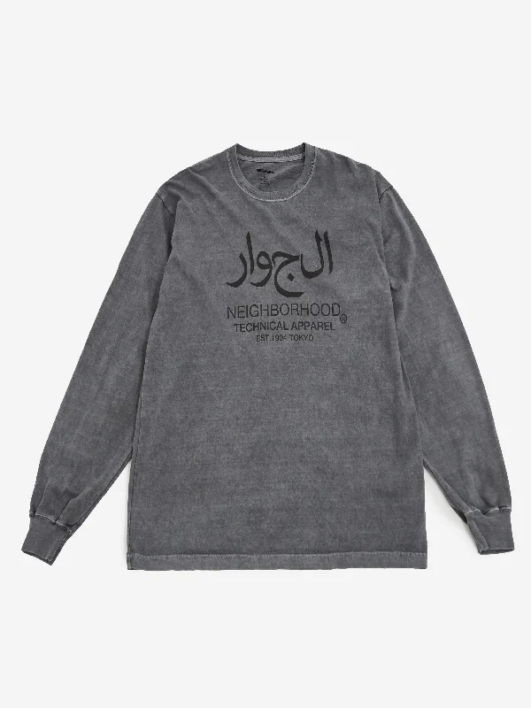 Men's Shirts with Rounded HemlinesNeighborhood NH T-Shirt Long Sleeve 15 - Grey