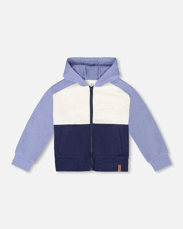 Men's Sweaters with Contrast TrimFrench Terry Color Block Full Zip Hoodie Sweatshirt Blue, Navy And Cream Men's Sweaters with Contrast TrimFrench Terry Color Block Full Zip Hoodie Sweatshirt Blue, Navy And Cream