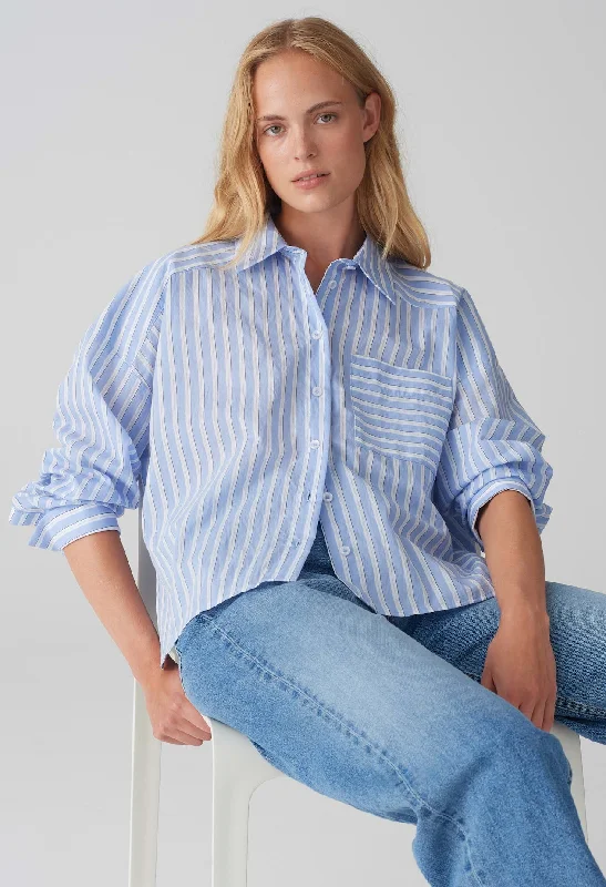 Men's Luxury Shirts for High-End FashionFokia Striped Blue Shirt