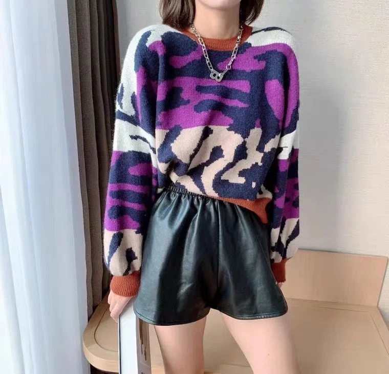 Men's Sweaters with EmbellishmentsKittenAlarm - Sexy Leopard Pattern O-Neck Sweater