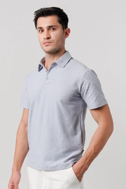 Men's Shirts for CampingTextured Polo Shirt - Sky Blue