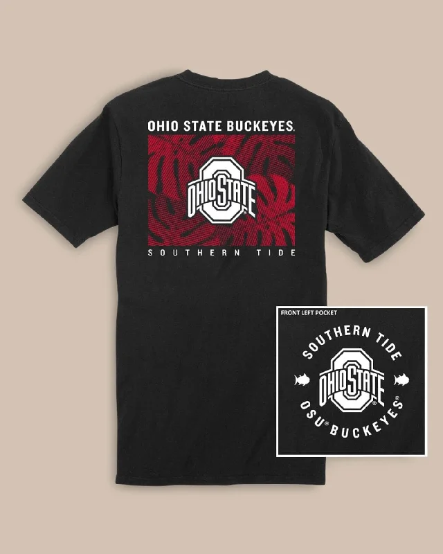 Casual Men's T-ShirtsOhio State Buckeyes Halftone Monstera T-Shirt