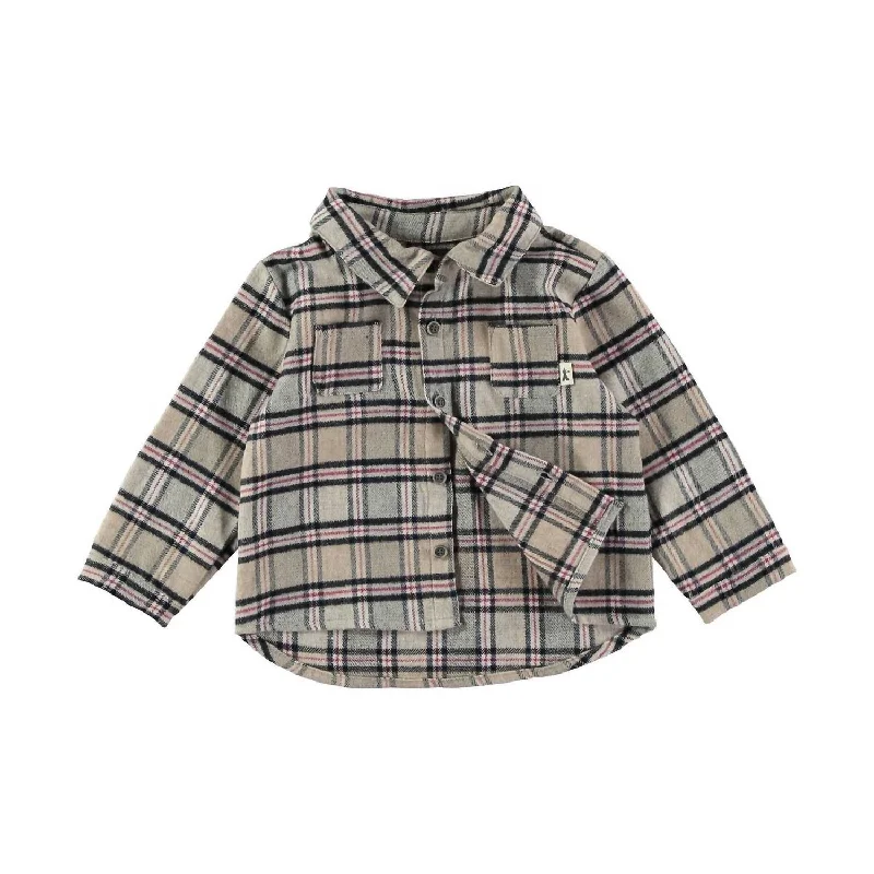 Men's Insulated Shirts for Cold WeatherTartan Long Sleeve Shirt In Beige
