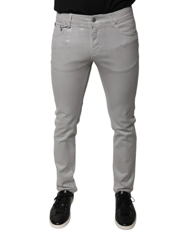 Men's Jeans with EmbroideryDolce & Gabbana Cotton Stretch Slim Fit blue Men's Jeans