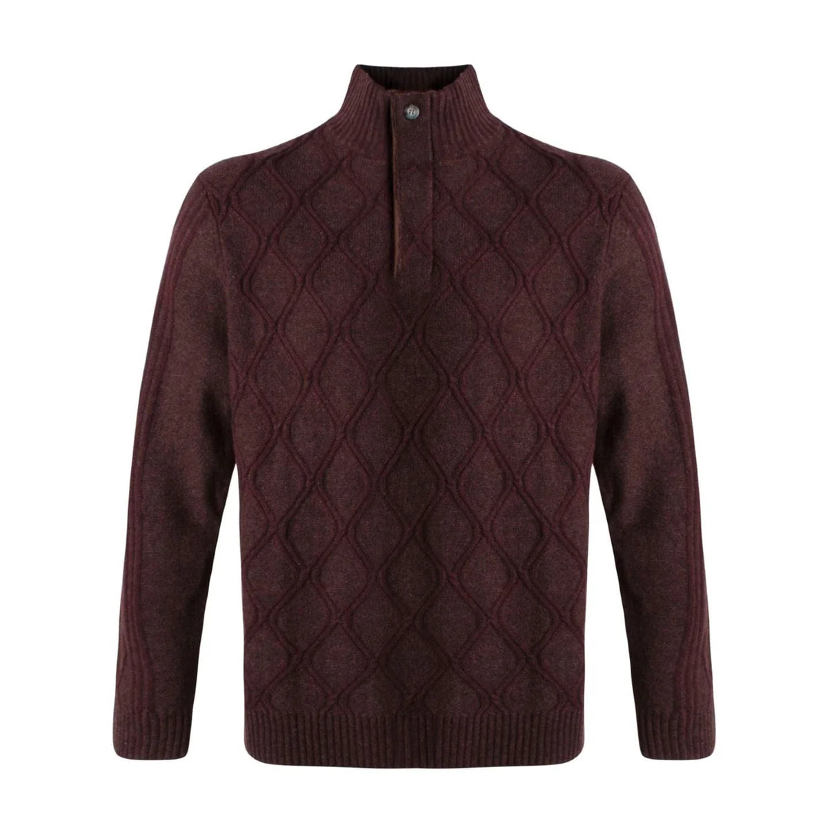 Lightweight Men's Cardigan SweatersViyella Lambswool Blend 1/4 Zip Mock Sweater - Dark Burgundy 555652-4898