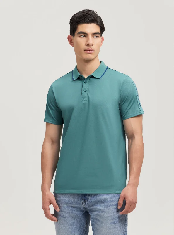 Men's Shirts with Geometric PatternsBlue Paul Pique Polo T-Shirt