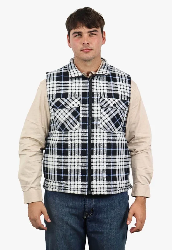 Designer Men's OvercoatsPilbara Zipper Flannelette Quilted Vest