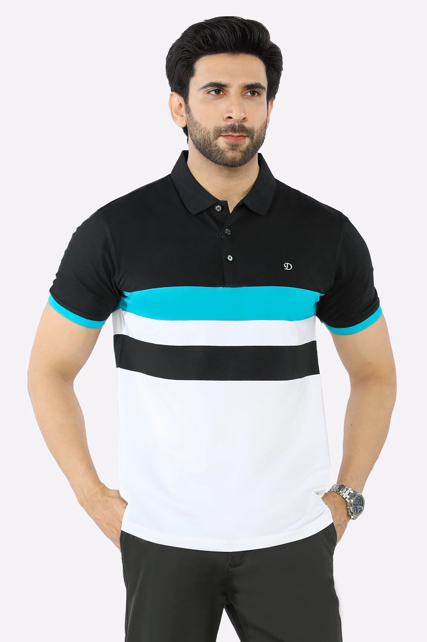 Men's Shirts for CampingBlack Yarn Dyed Polo
