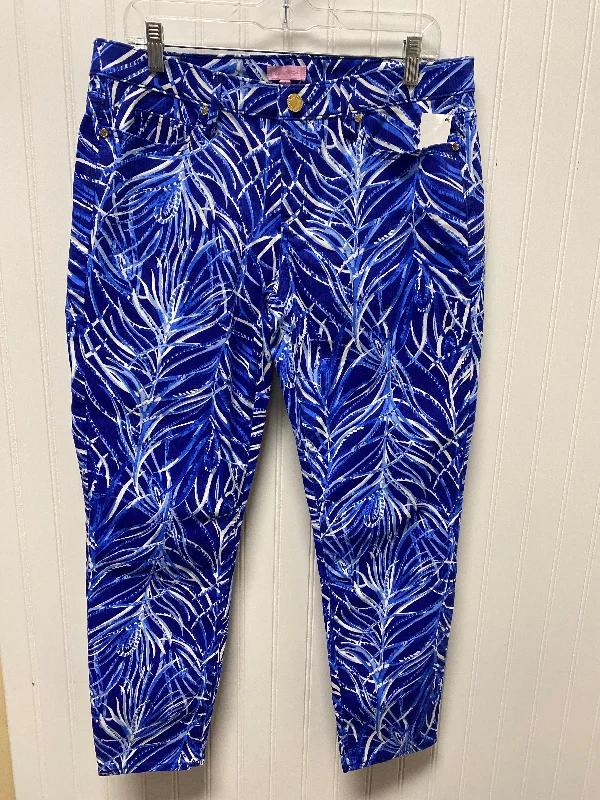 Elegant Straight-Leg Men's JeansBlue & White Jeans Designer Lilly Pulitzer, Size 14