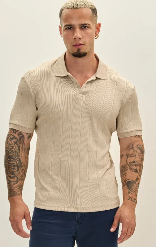 Men's Short-Sleeved ShirtsFine Ribbed Polo Shirt - Grey