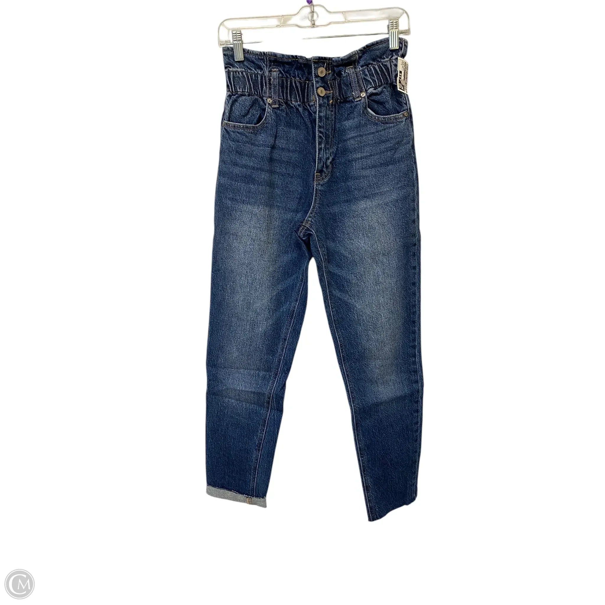 Leather Patch Embellished Men's JeansJeans Boyfriend By Kancan In Blue Denim, Size: 2