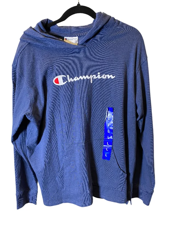 Men's Hoodies for Skinny MenAthletic Sweatshirt Hoodie By Champion In Blue, Size: L