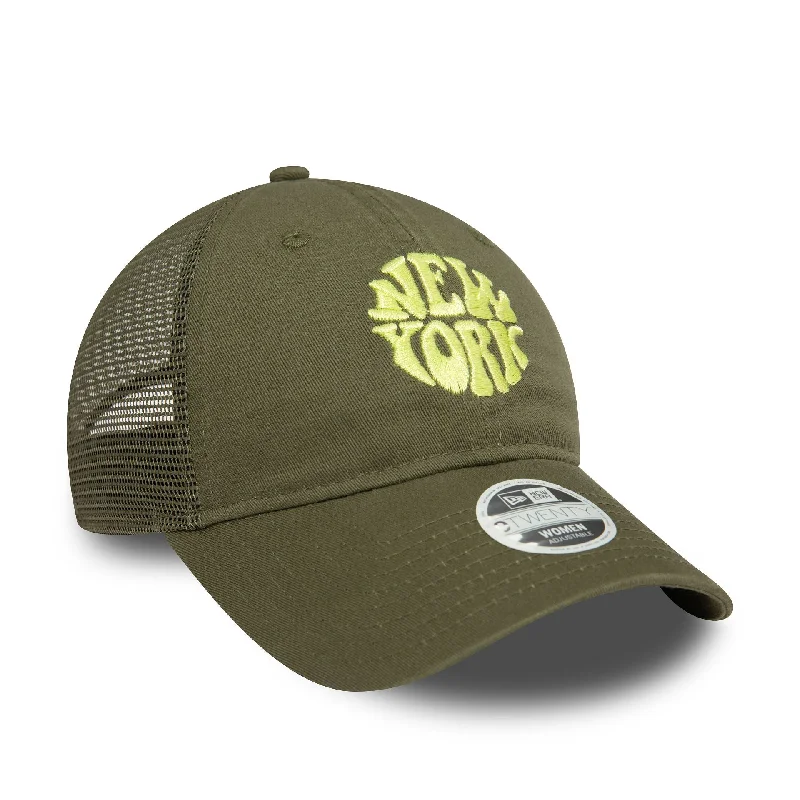 Retro Fedora CapsNew Era Womens Green 9TWENTY Adjustable Trucker Cap