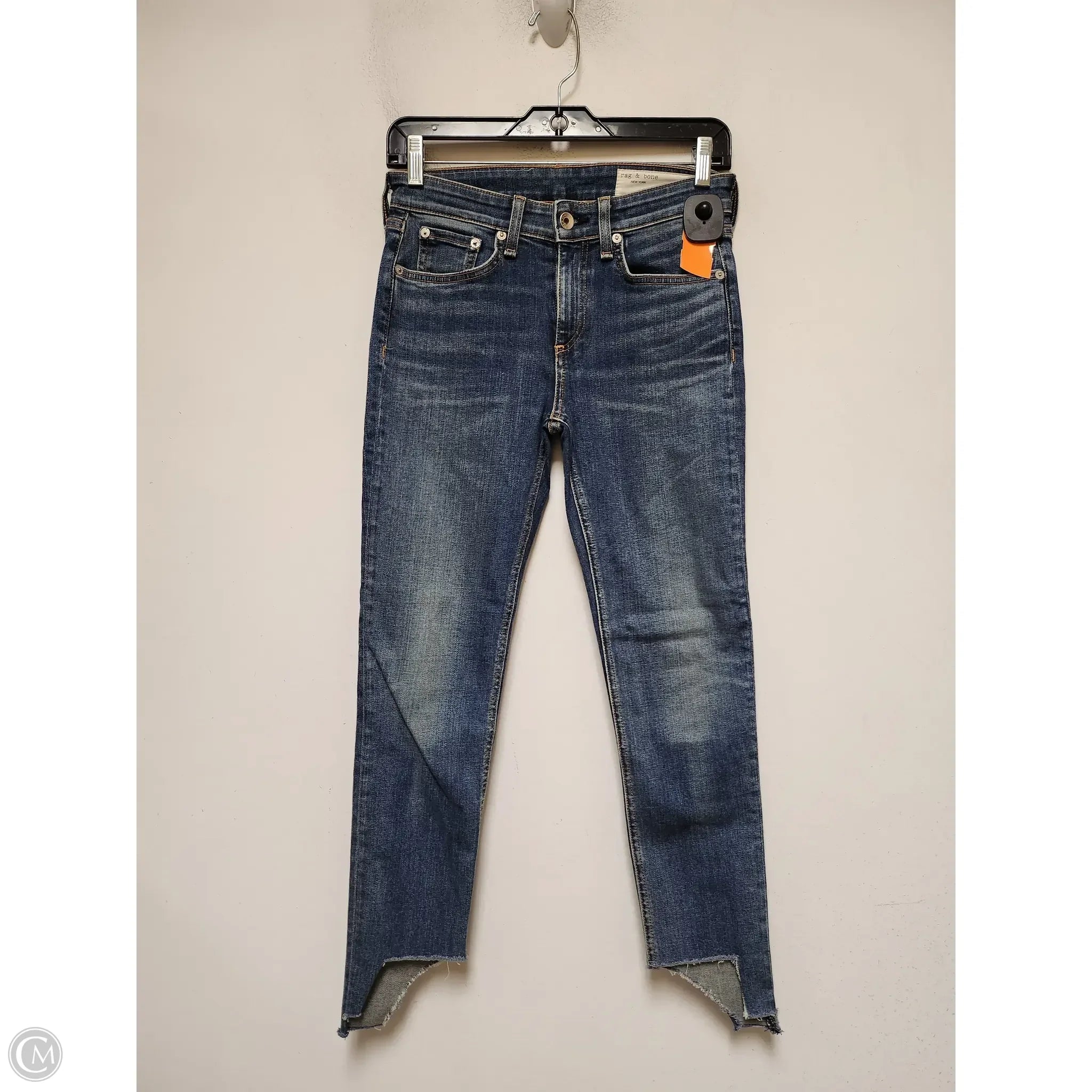 Cool Distressed Men's JeansJeans Skinny By Rag And Bone In Blue Denim, Size: 2