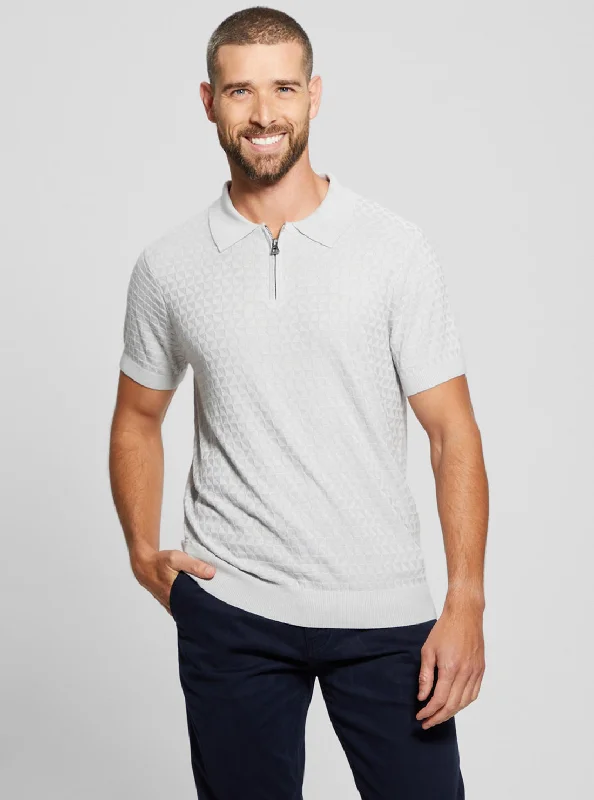Men's Shirts with Drawstring WaistbandsGrey Checkered Kyle Polo T-Shirt