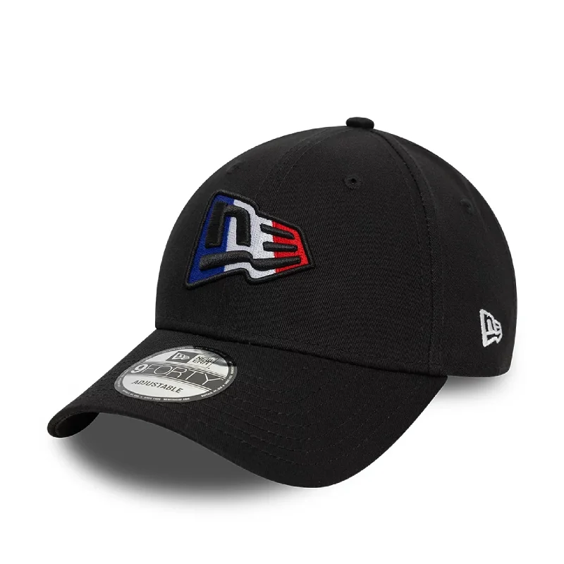 Novelty Baseball CapsNew Era French Country Flag Infill Black 9FORTY Adjustable Cap