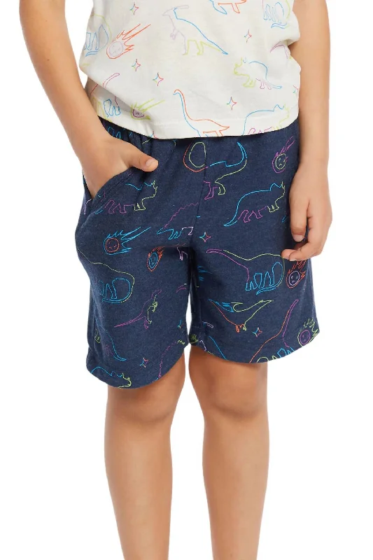 Patterned and Solid Men's Bermuda ShortsBoy's Cozy Knit Beach Short In Neon Dinos