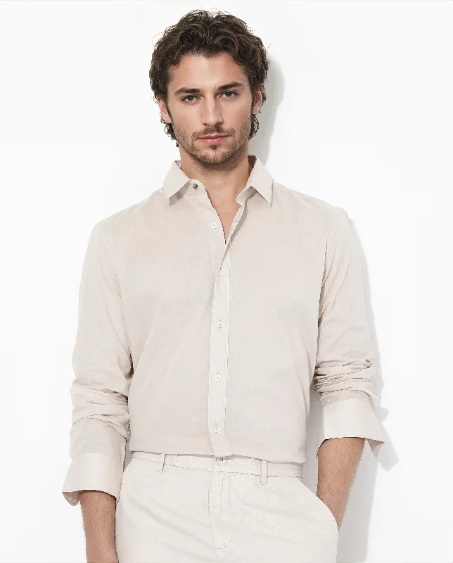 Men's French-Cuff Shirts for a Sophisticated EdgeRare Rabbit Men's Fullsleen Beige Cotton Fabric Full Sleeves Collared Neck Regular Fit Solid Shirt Men's French-Cuff Shirts for a Sophisticated EdgeRare Rabbit Men's Fullsleen Beige Cotton Fabric Full Sleeves Collared Neck Regular Fit Solid Shirt