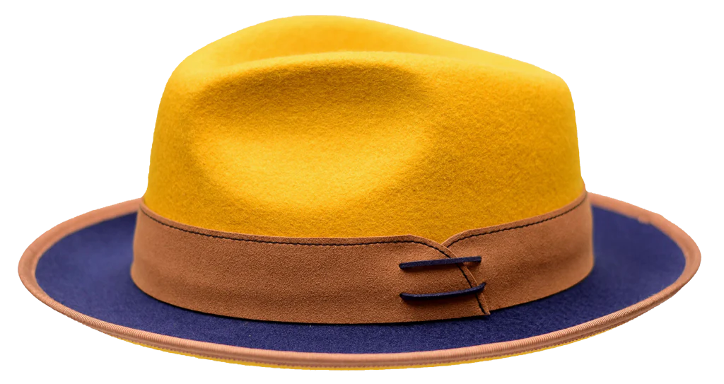 Adjustable Baseball Caps for KidsMustard/Navy/Cognac Bruno Capelo Outcast Collection Wool Felt Fedora Men's Hat Adjustable Baseball Caps for KidsMustard/Navy/Cognac Bruno Capelo Outcast Collection Wool Felt Fedora Men's Hat